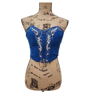 Vintage Embelished Corsett, Royal Blue/Silver, Womens Medium